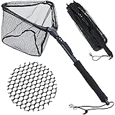 Sougayilang Fishing Net Fish Landing Net, Foldable Collapsible Telescopic Pole with EVA Handle, Durable Nylon Material Mesh,