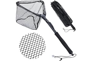 Sougayilang Fishing Net Fish Landing Net, Foldable Collapsible Telescopic Pole with EVA Handle, Durable Nylon Material Mesh, 