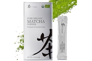 Chaism Ceremonial Grade Matcha Green Tea Powder - 20 Single Serve Packets, Premium First Harvest USDA Organic Gluten-Free Vegan, 100% Pure, 40g/1.41oz