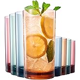 Khen Colored Acrylic Classic Plastic Reusable Drinking Glasses (Set of 8) Restaurant Cups Style 12oz Rocks & 16oz Water Cups Tumbler, Juice, Wine | BPA-Free Tumblers | Top-Rack Dishwasher Safe