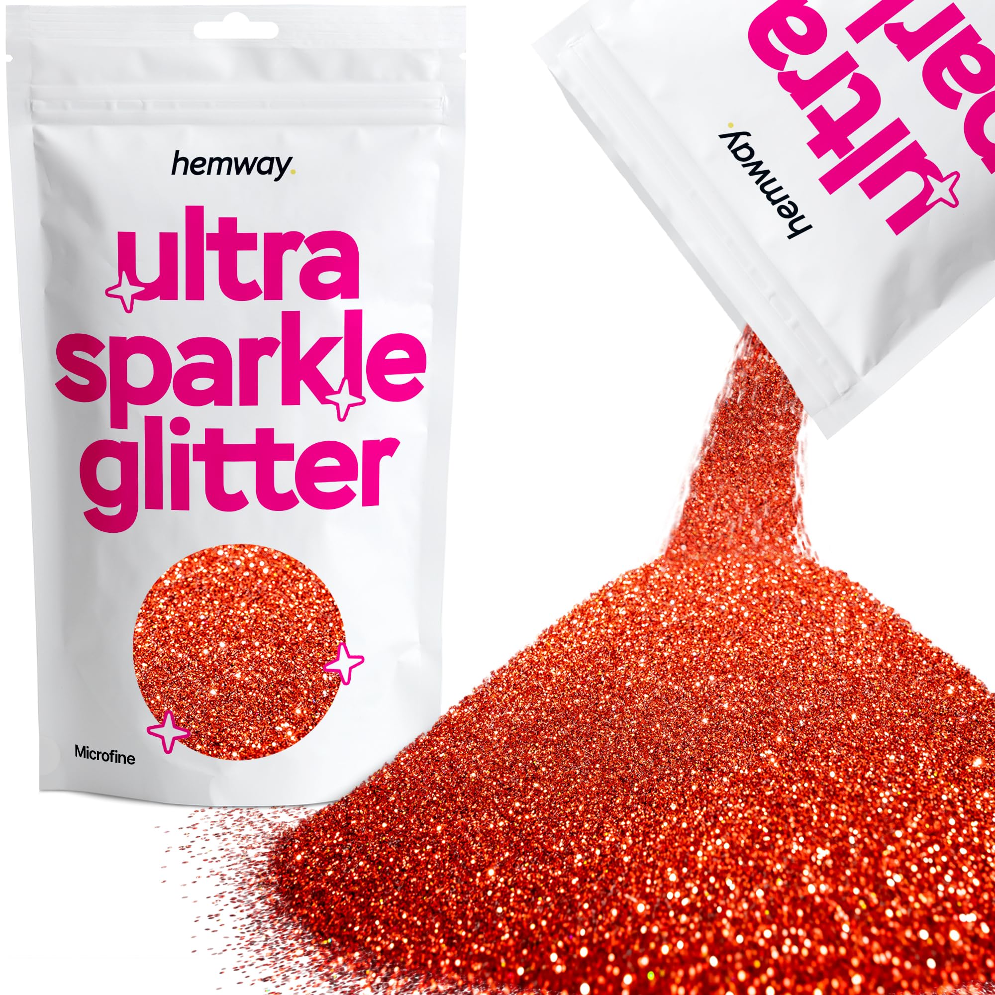 Hemway Ultra Sparkle Glitter Red Holographic 100g Microfine | Glitter for Arts & Craft, Makeup, Nail Art, Crafting, Card Making, Sparkle Decoration — image 1