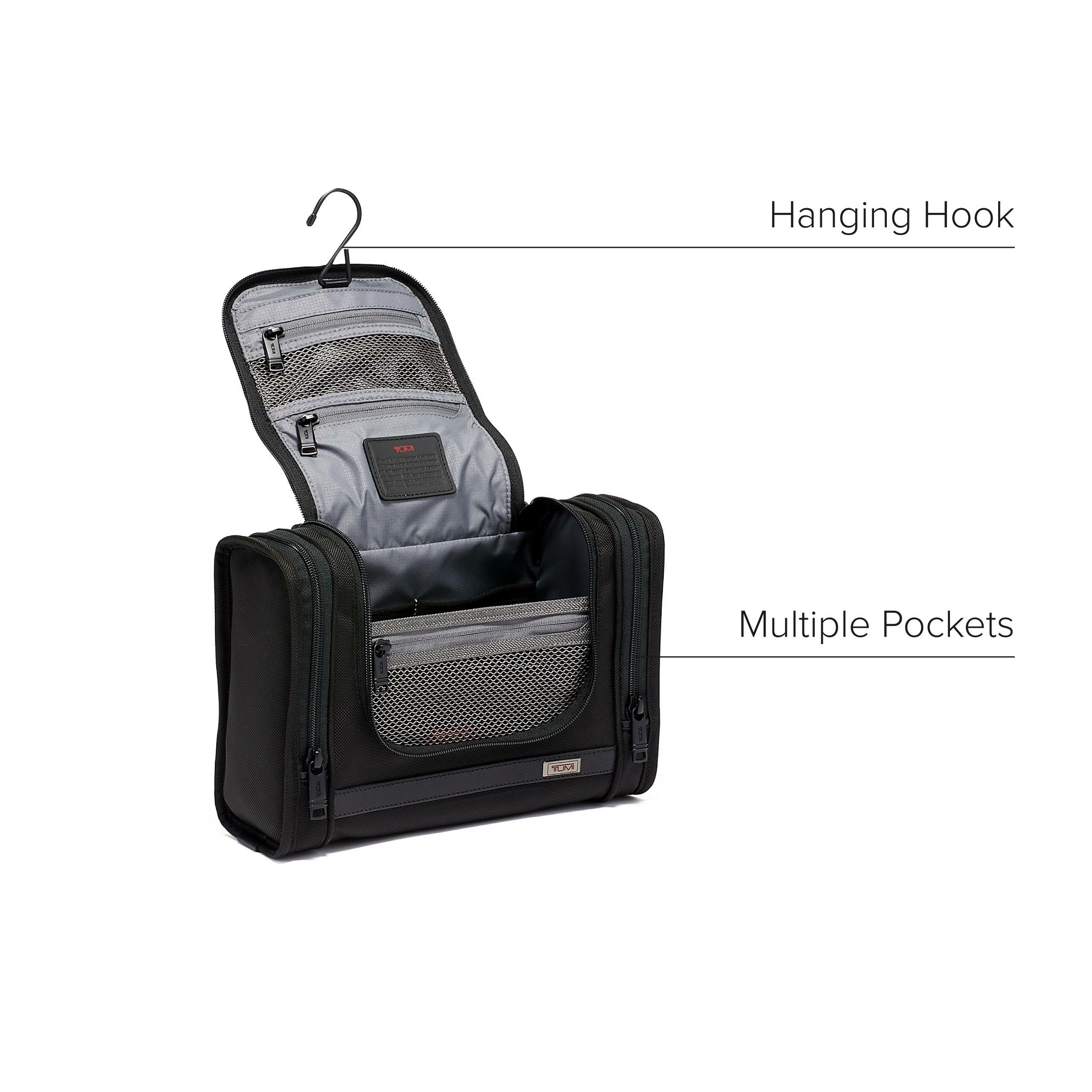 TUMI - Alpha Hanging Travel Kit - Toiletries and Cosmetics Organizer - Travel Essentials Bag with Hooks & Pockets - Black