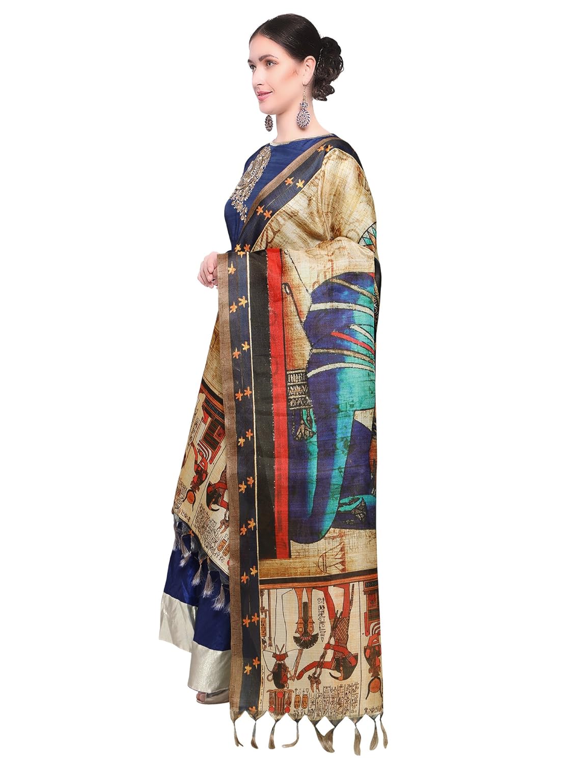 mrinalika fashion women's cotton silk digital print dupatta (beige, free size)