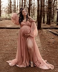 Verngo Ivory Puffy Maternity Dress for Photoshoot