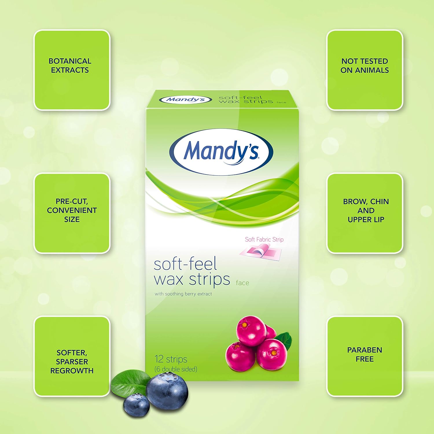 Mandy’s Soft Feel Wax Strips for Face - Hair Removal Facial Waxing Strips - 6 Double Sided Fabric Strips, 1 count (Pack of 12) - Image 4