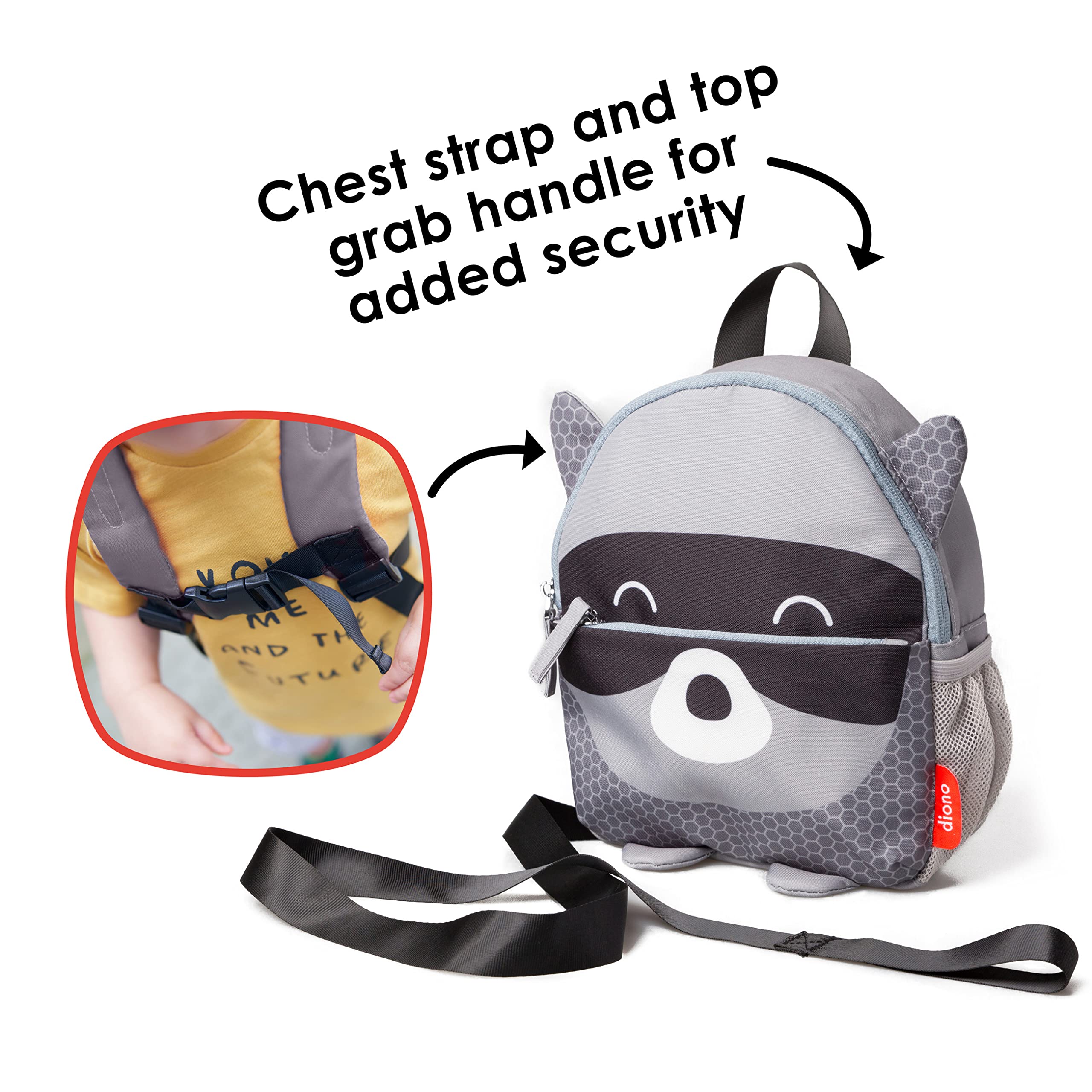 Diono Unisex Baby Safety Rein and Backpack, Gray, 1 Count (Pack of 1)