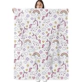 Tadccn Unicorn and Rainbow Blanket Soft Cozy Flannel Throw Blankets, Pink Cute Pony and Star Cloud Throws for Couch Bed Sofa Kids Room Home Decor, Gifts for Girls Women Cartoon Lovers 60"×50"