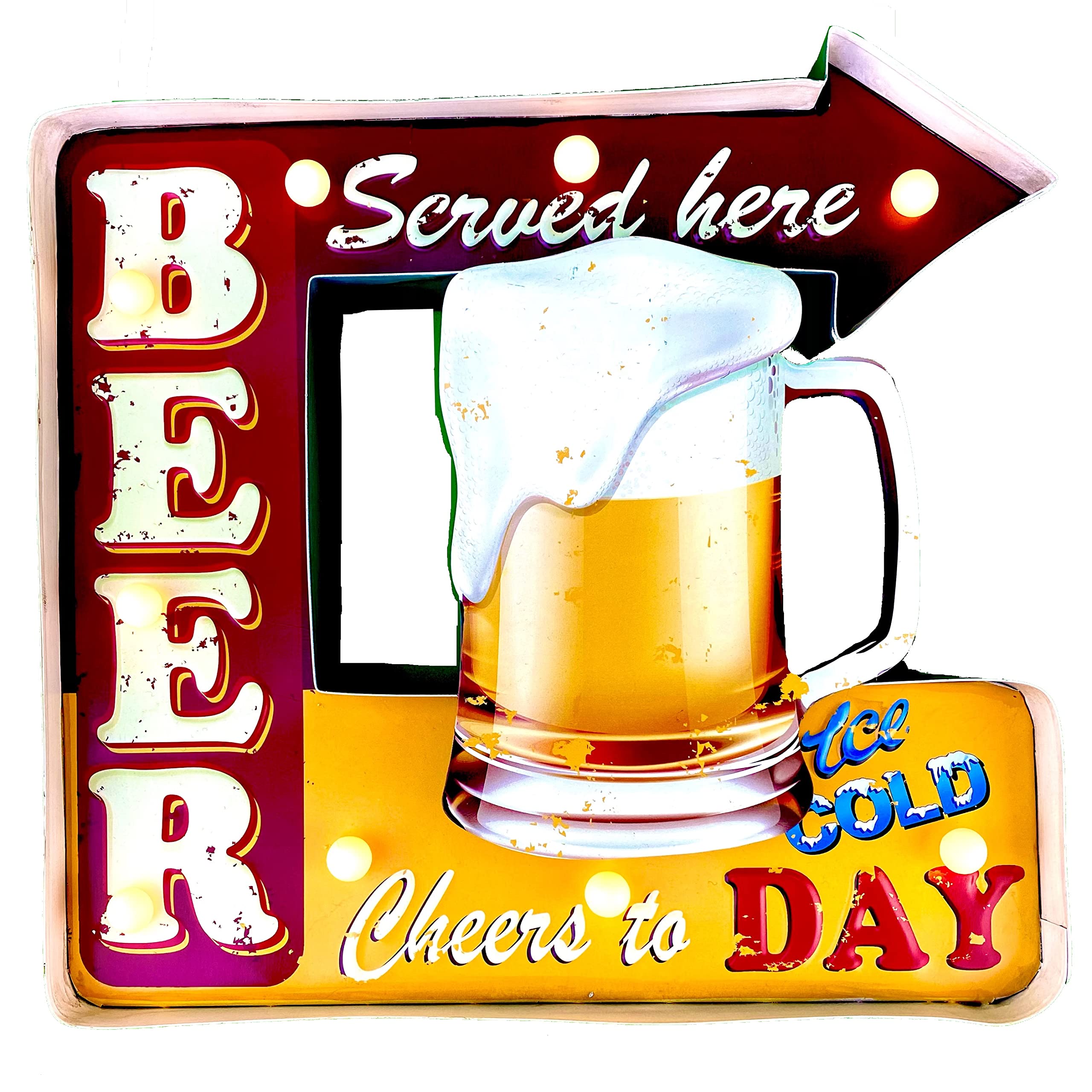 DiiliHiiri Luminous Beer Sign for Bar - Original Retro American Retro Sign Company LED Sign for Pub and Restaurant Decoration Vintage Sign 42x41x5cm