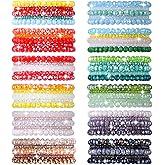 NCPLYGOU 60pcs Crystal Beaded Bracelet Bulk for Women Colorful Beaded Bracelet Boho Multi Layer Stacking Bracelets Stretchy Strand Shiny Crystal Bead Bracelets