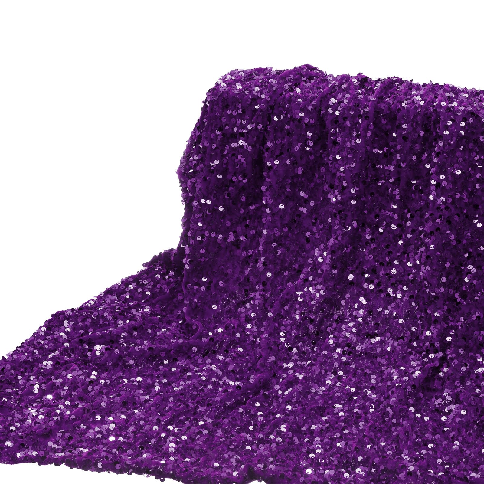 DMiotech 1 Yard Purple Sequin Fabric Velvet Sparkly Iridescent Bling 4ft Width for DIY Sewing Tablecloth Backdrop Clothes Dress