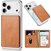 TUCCH for Magsafe Wallet with 6 Card Holders, RFID Blocking [Clear ID Window] PU Leather Folio Magnetic Phone Wallet for iPhone 17/16/15/14/13/12/Plus/Air/Pro/Pro Max Series, Textured Brown