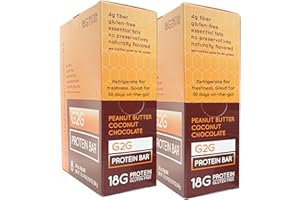 G2G Protein Bar, Peanut Butter Coconut Chocolate, Real Food, Refrigerated for Freshness, Whey Protein, Healthy Snack, Delicious Meal Replacement, Gluten-Free, 16 Count (2 Packs of 8)