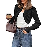 COCCKO Womens Cropped Cardigan Sweaters Open Front Long Sleeve Knit Bolero Shrug Sweater 2026 Trendy Clothes