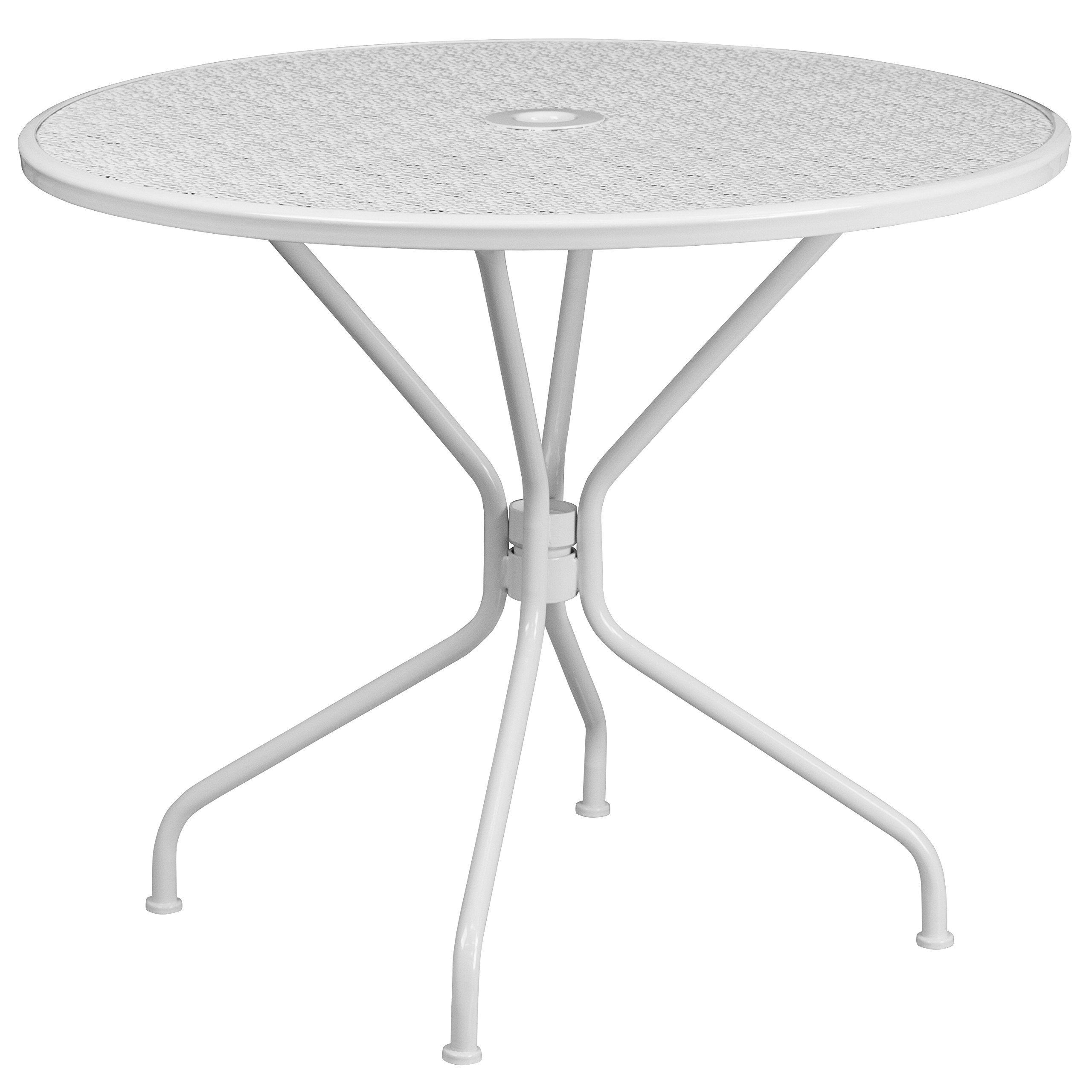 Flash Furniture 35.25'' Round White Indoor-Outdoor Steel Patio Table