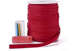 A ANYSSI Bias Tape Double Fold 1/2 inch, Double Fold Bias Binding Tape 55 Yards (Wine Red) and 4 Pieces Sewing Fabric Chalks for Crafts, Sewing, Seaming, Hemming, Piping, Quilting.