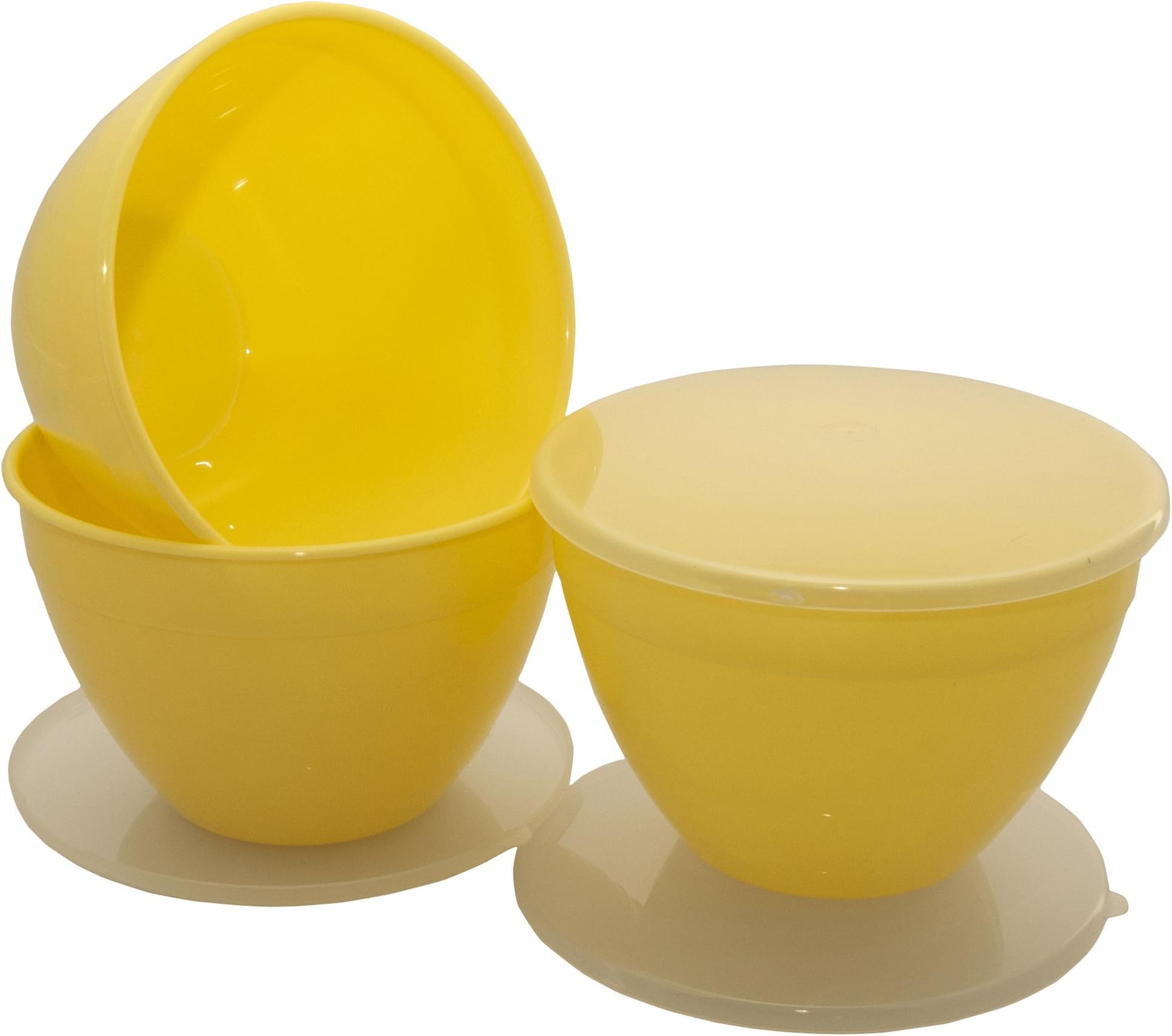 Just Pudding Basins Pastel Primrose (Yellow) basin & clear lid 3 Pack (1.5 pint or 850ml) (2 Pint or 1.17ltr) (1.5 Pint 850ml) (2 Pint or 1.14ltr) (1.5 Pint or 850ml) (1.5 Pint or 850ml)