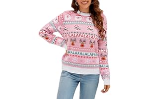 LUBOT Ugly Christmas Sweaters for Women Men Cute Funny Tacky Holiday Parties Knitted Xmas Sweater