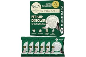 SEEDSHUB Pet Hair Dissolver for Washing Machine - Dog & Cat Hair Remover, 96.7% Hair Dissolution, Stain/Hair Remover for Laundry, 6 Sachets, Up to 6 Months of Use, HE/Top/Front-Load Compatible, Septic Safe