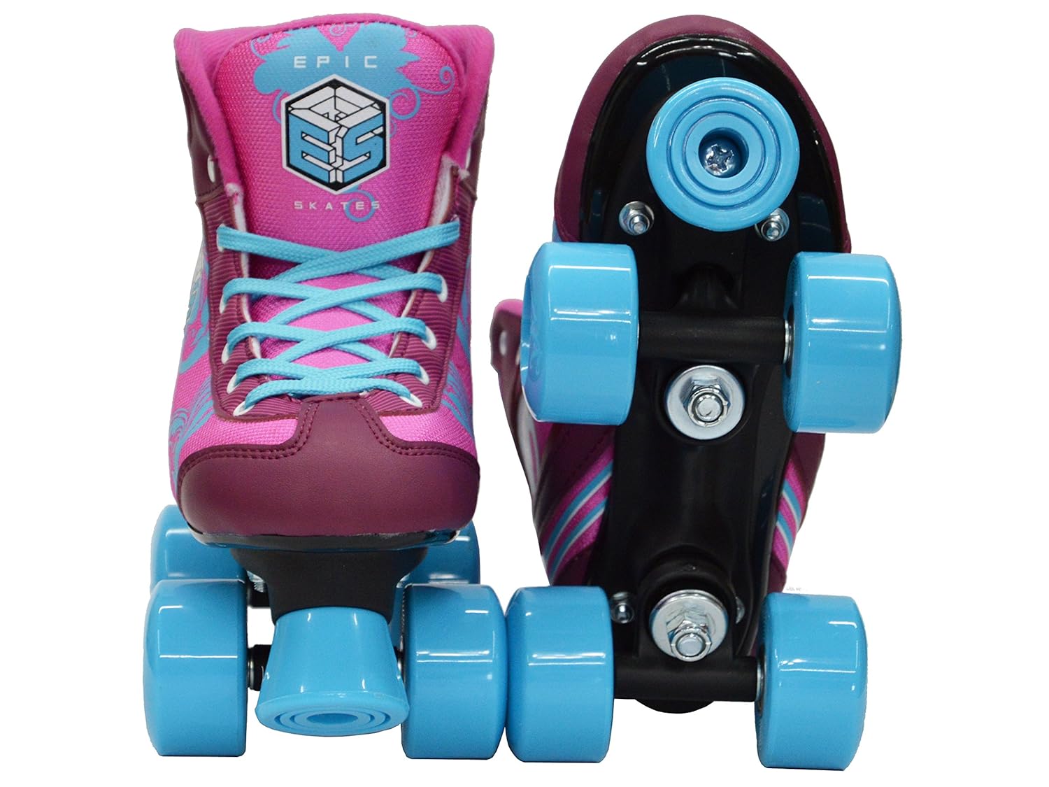 Laces New Epic Cotton Candy Quad Roller Skates w/2 Pr Pink & Blue