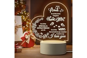 Quaintir Aunt Gifts, Gifts for Aunt from Niece, Unique Aunt Birthday Gifts Night Light with USB, Ideal Aunt Gifts for Mothers Day, Thanksgiving, Valentine's Day, Aunt Gifts from Niece Nephew