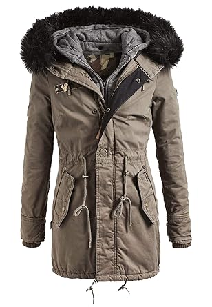 khujo Dorota with Innerjacket Damen Parka Winterjacke Jacke Faika Babette Jacket beige braun Military Green