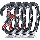 JRSGS 25KN Locking Climbing Carabiner Clips, UlAA Certified Rockclimbing Carabiner,Heavy Duty Carabiners Equipment,Large SizeCarabiner for Climbing, Rappelling,Hunting and Rescue