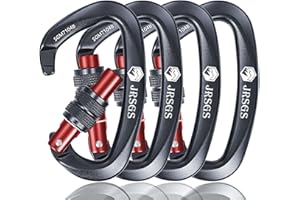 JRSGS 25KN Locking Climbing Carabiner Clips, UlAA Certified Rockclimbing Carabiner,Heavy Duty Carabiners Equipment,Large SizeCarabiner for Climbing, Rappelling,Hunting and Rescue