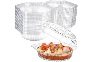 40 Pcs 6'' Disposable Pie Keeper Clear Plastic Dessert Containers with Hinged Locking Lids Round Pie Carrier Clamshell Takeou