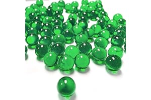 CYS EXCEL Green Glass Gemstone Vase Filler (1 LB) Aquarium Round Marble Beads Decorative Mosaic Pebbles