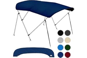KNOX 3 Bow Bimini Tops, 600D Marine Canvas Boat Cover, Fadeproof, Support Poles, Storage Boot, Sun Shade Boat Canopy, Univers