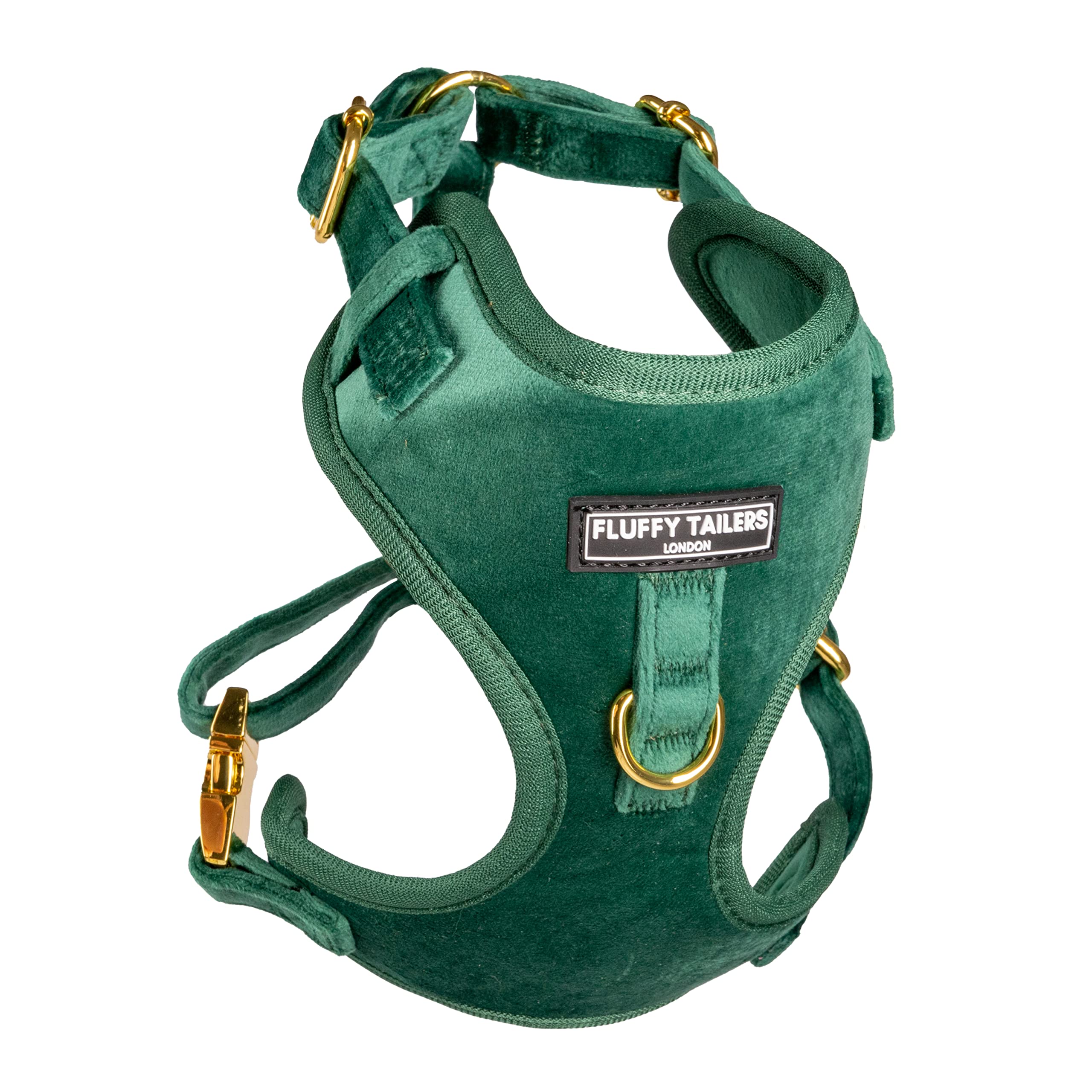 Fluffy Tailers Emerald Velvet Dog Harness - Adjustable Puppy Harness With Breathable Chest Strap for Small, Medium & Teacup Sized Dogs (Extra Small)