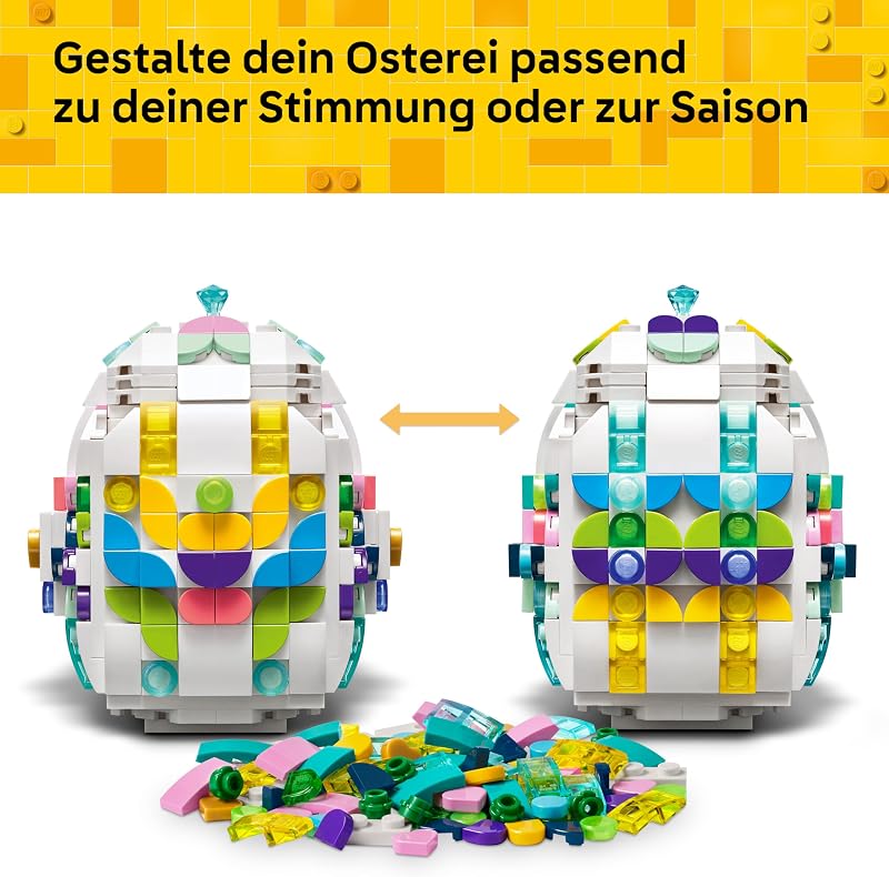 Verziertes Osterei - Mit bunten Elementen, goldenem Herz & Edelstein - Kreative Kinderzimmer Deko - DIY Set zum Bauen und Sammeln - Geschenk für Mädchen & Jungen ab 9 Jahren - 40816