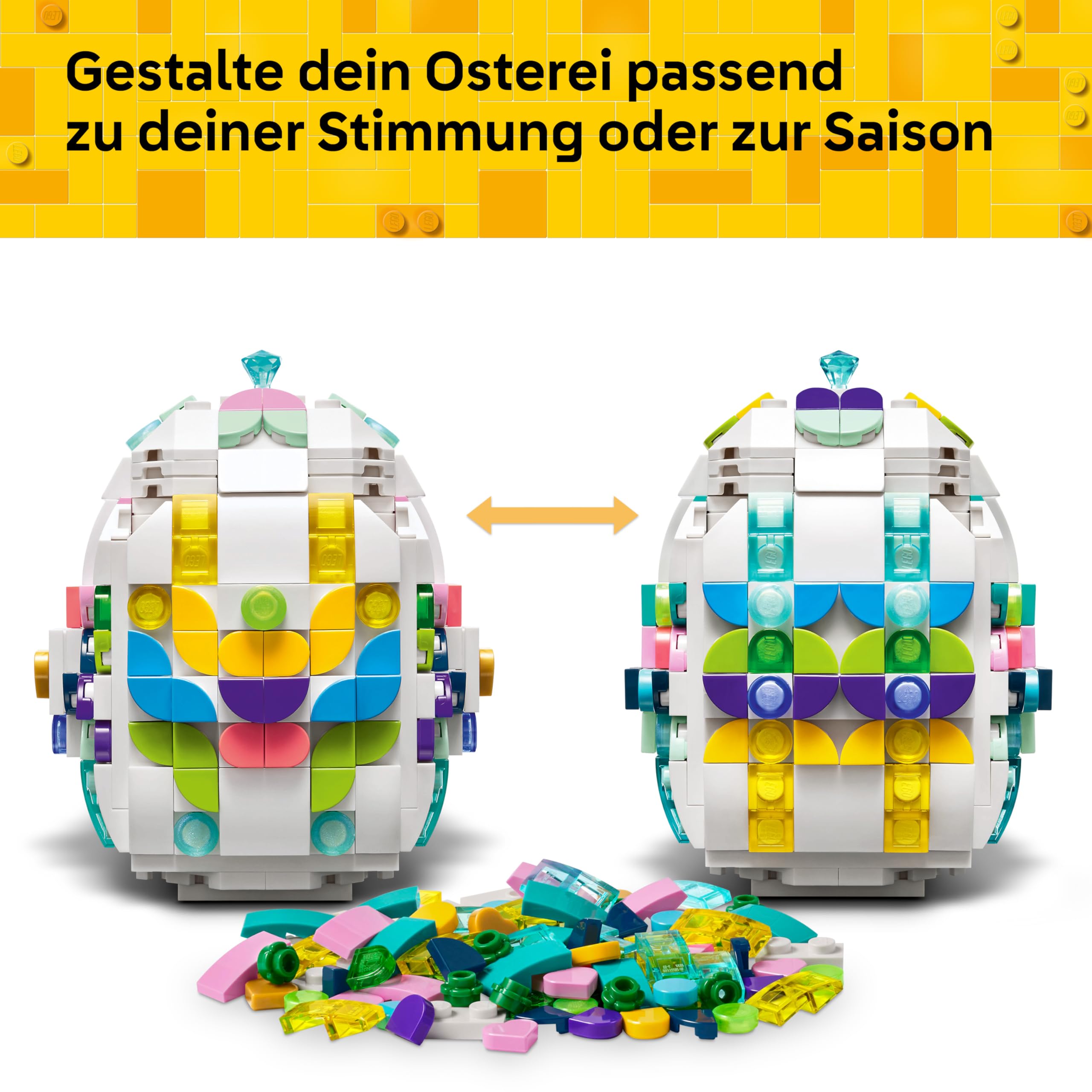 LEGO Verziertes Osterei - Mit bunten Elementen, goldenem Herz & Edelstein - Kreative Kinderzimmer Deko - DIY Set zum Bauen und Sammeln - Ostergeschenke für Mädchen & Jungen ab 9 Jahren - 40816 7