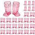 SAIAOKJ Cowboy Boot Shot Glasses,48 Pcs1 Oz Mini Plastic Boot Shot Glass, Reusable Plastic Boot Cups for Cowboy Cowgirl Western Theme Party Supplies Bachelorette Birthday Party Favors (Rose Red)