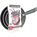 Tramontina Gourmet Selection 3 Piece Set Nonstick Saute Pans (8", 10" & 12") Heavy-Gauge Aluminium High Performance Nonstick