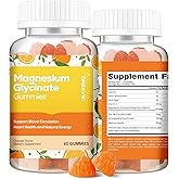 60 Count Magnesium Glycinate Gummies 400mg w/Ashwagandha Supplement - Sugar Free Zinc Magnesium Glycinate Supplement Ashwagan