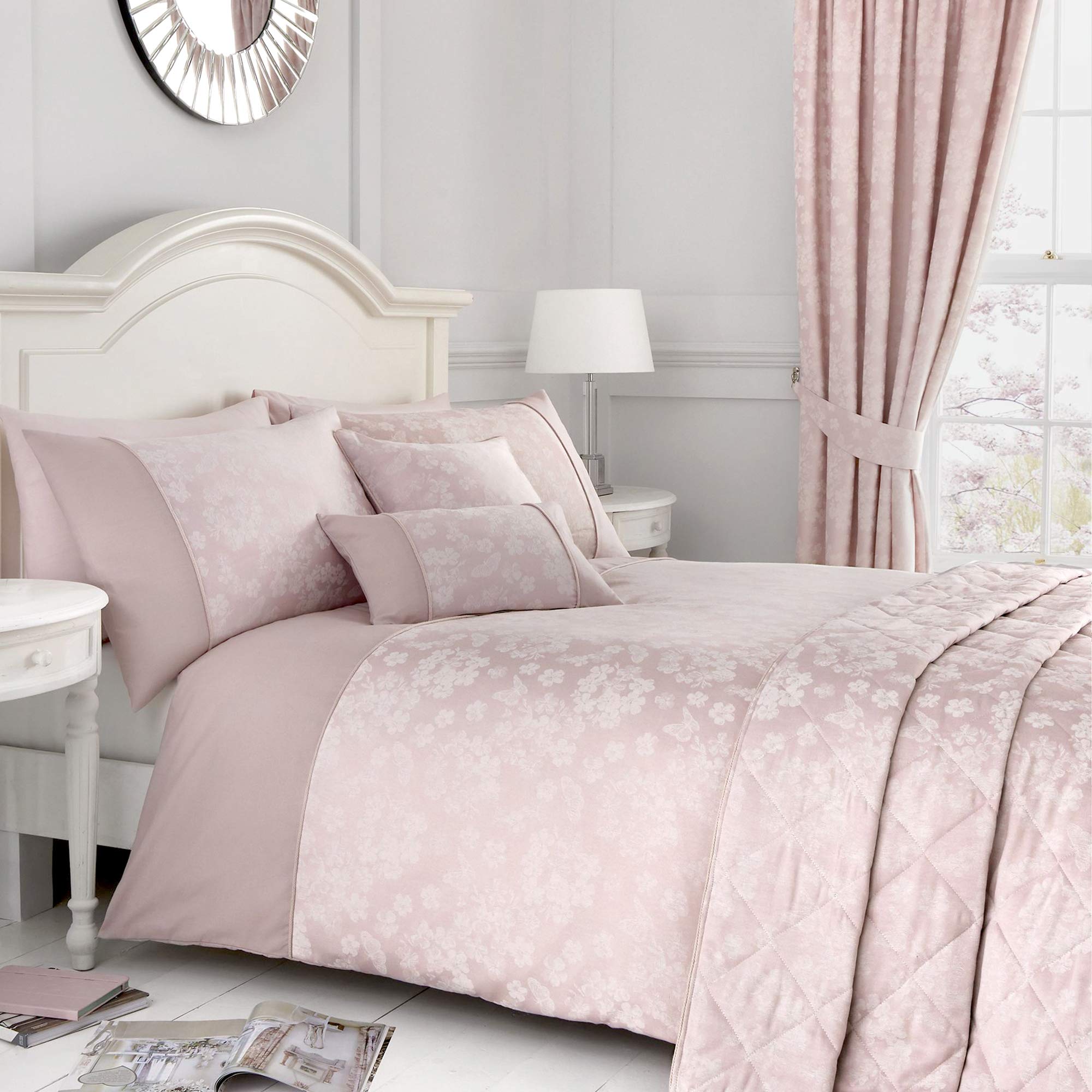 Serene Blossom-Jacquard Duvet Cover Set, Blush Pink, Double — image 1