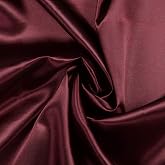 SARVAM FASHION Satin Fabric, Burgundy, 5 Yard | 100% Polyester Satin Fabric, 44 Inch Wide, Soft Silky Smooth Solid Fabric for Sewing, Dresses, Wedding Decorations, Crafts