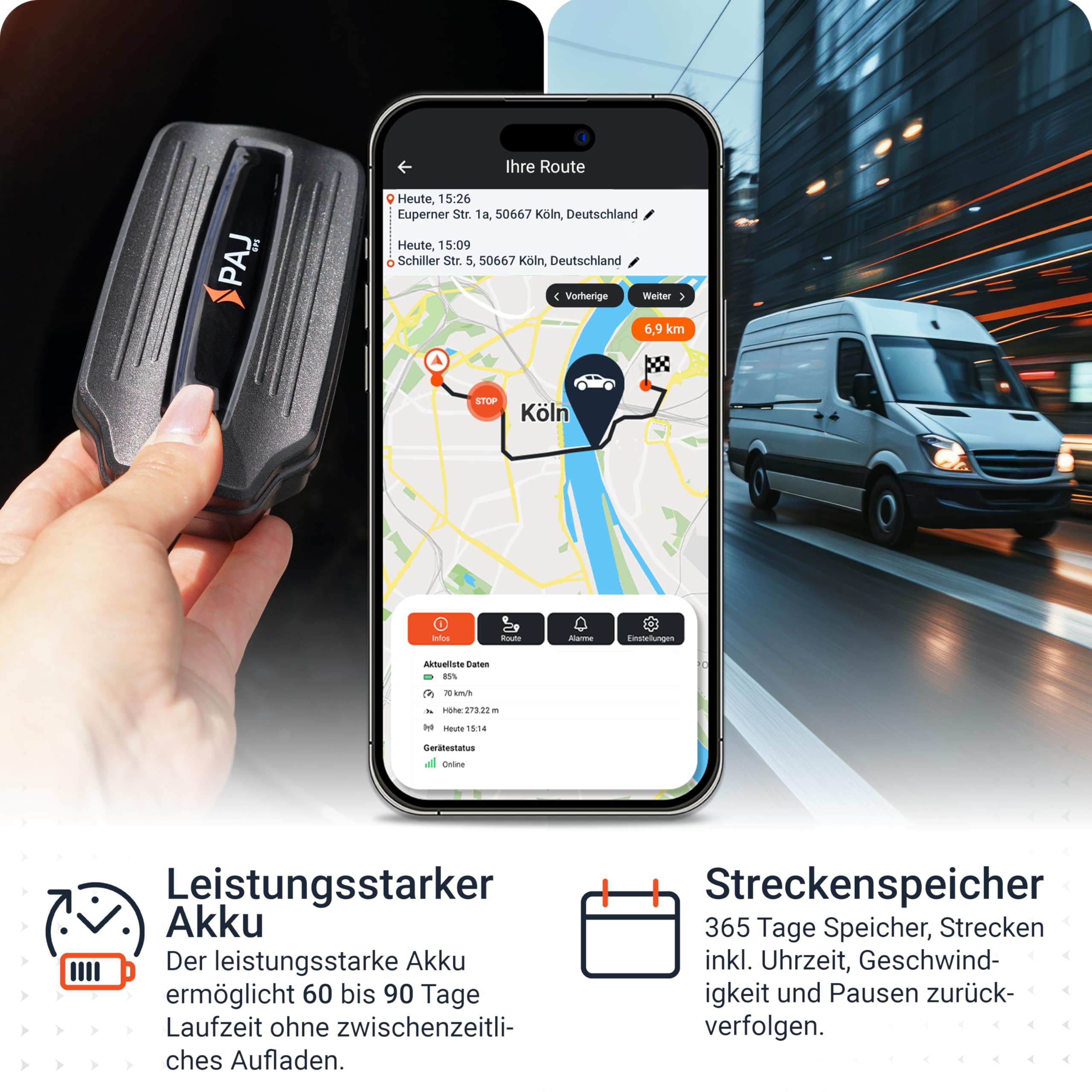 PAJ GPS - Power Finder 4G magnetischer Langzeit GPS-Tracker, Echtzeitortung für Oldtimer, Auto, Fahrzeuge, Boote, Anhänger, LKWs etc, bis zu 90 Tage ohne Aufladen, Alarmbenachrichtigungen per App 3