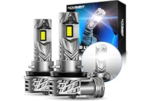 NOVSIGHT H11 Bulbs 48000LM 600% Brightness H8/H9 1:1 Mini Size Fog Light Bulb Set 6500K Cool White, Pack of 2
