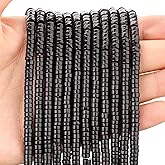 150PCs Natural Black Obsidian Spacer Beads, Loose Semi Precious Flat Round Gemstone Heishi Disc Stone Beads for Beading Jewelry Making 4mm*2mm 38cm