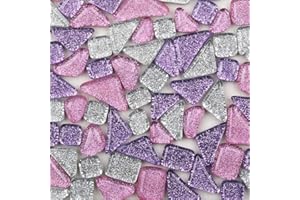 ESWENY 200g Mixed Color Mosaic Tiles Shine Crystal Mosaic Pieces Stained Glass Bulk Assorted Shapes Glitter Crystal Mosaic Tiles for DIY Crafts and Home Decoration