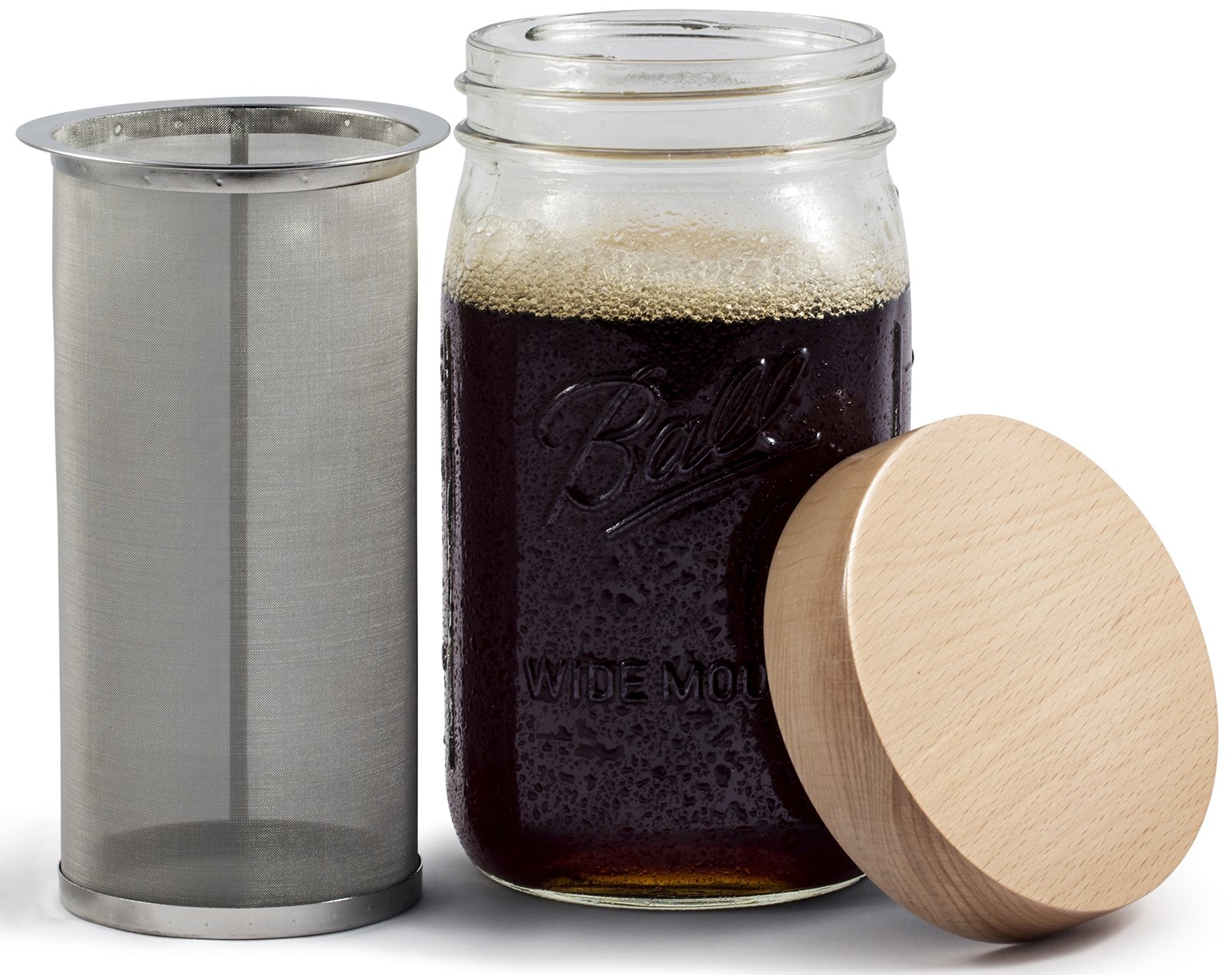 Mason Jar Cold Brew Coffee Maker & Iced Tea Maker Quart (32oz) Cold