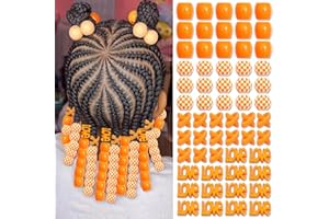 NAISKA 60Pcs Orange Hair Beads Jewelry for Braid Multi Shape Loc Dreadlock Hair Clips Dreadlock Accessories Acrylic Hair Tube