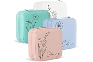 Party to Be Custom Name Jewelry Box with Birth Flower Personalized Jewelry Travel Case Organizer Bridesmaid Gifts Birthday Gi