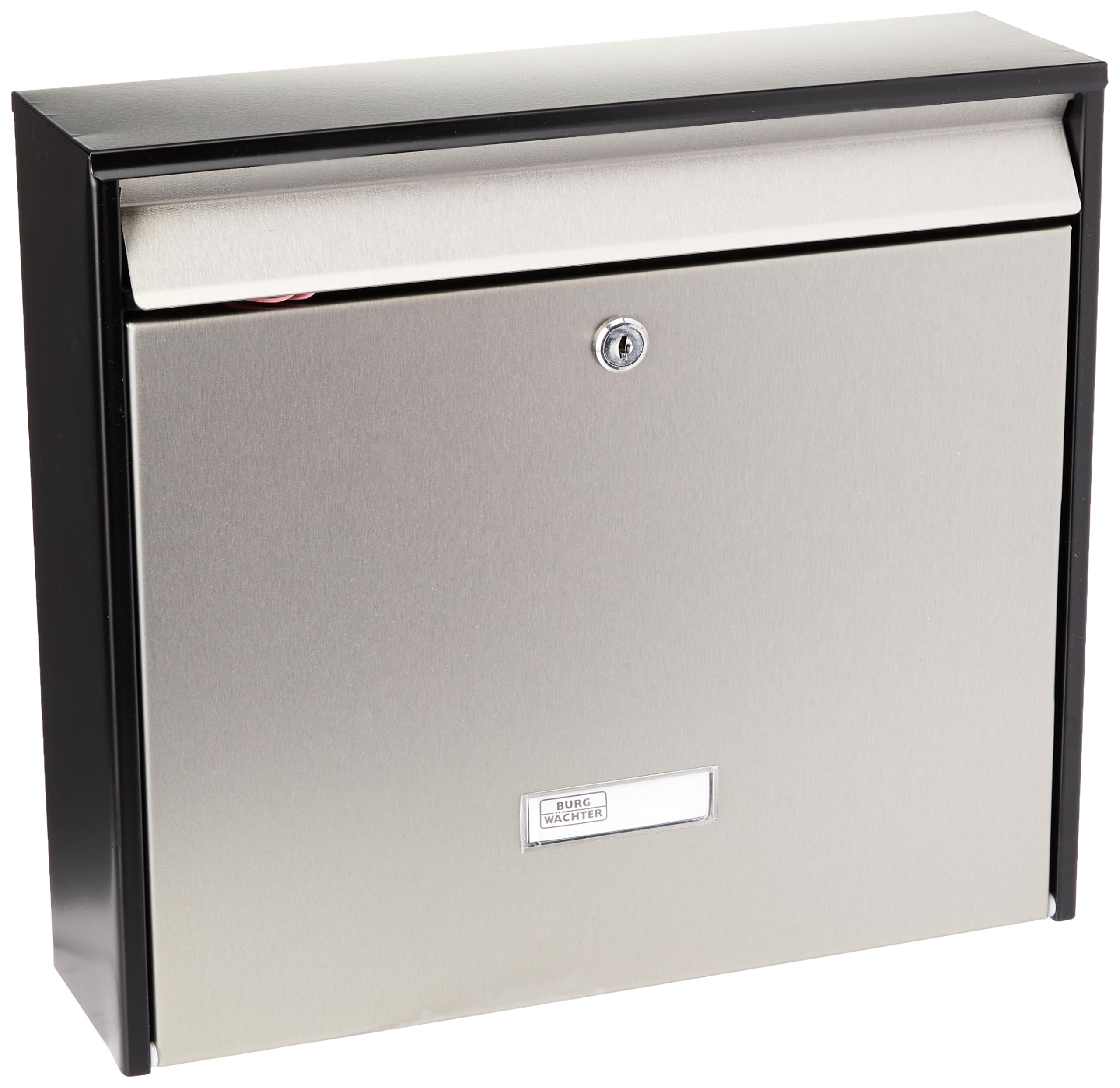BURG-WÄCHTER, stainless steel mailbox, A4 throw-in format, galvanized steel housing with stainless steel door, stainless steel, Oxford 6877 B + S, gray / matt black