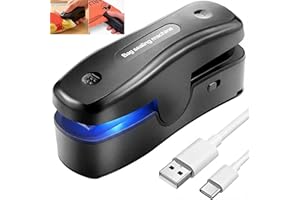 DRAWPRO 2 In 1 Mini Bag Sealer with Cutter, Rechargeable Heat Sealer, Portable Snack Bag Sealer for Plastic Bag Food Storage (Black)
