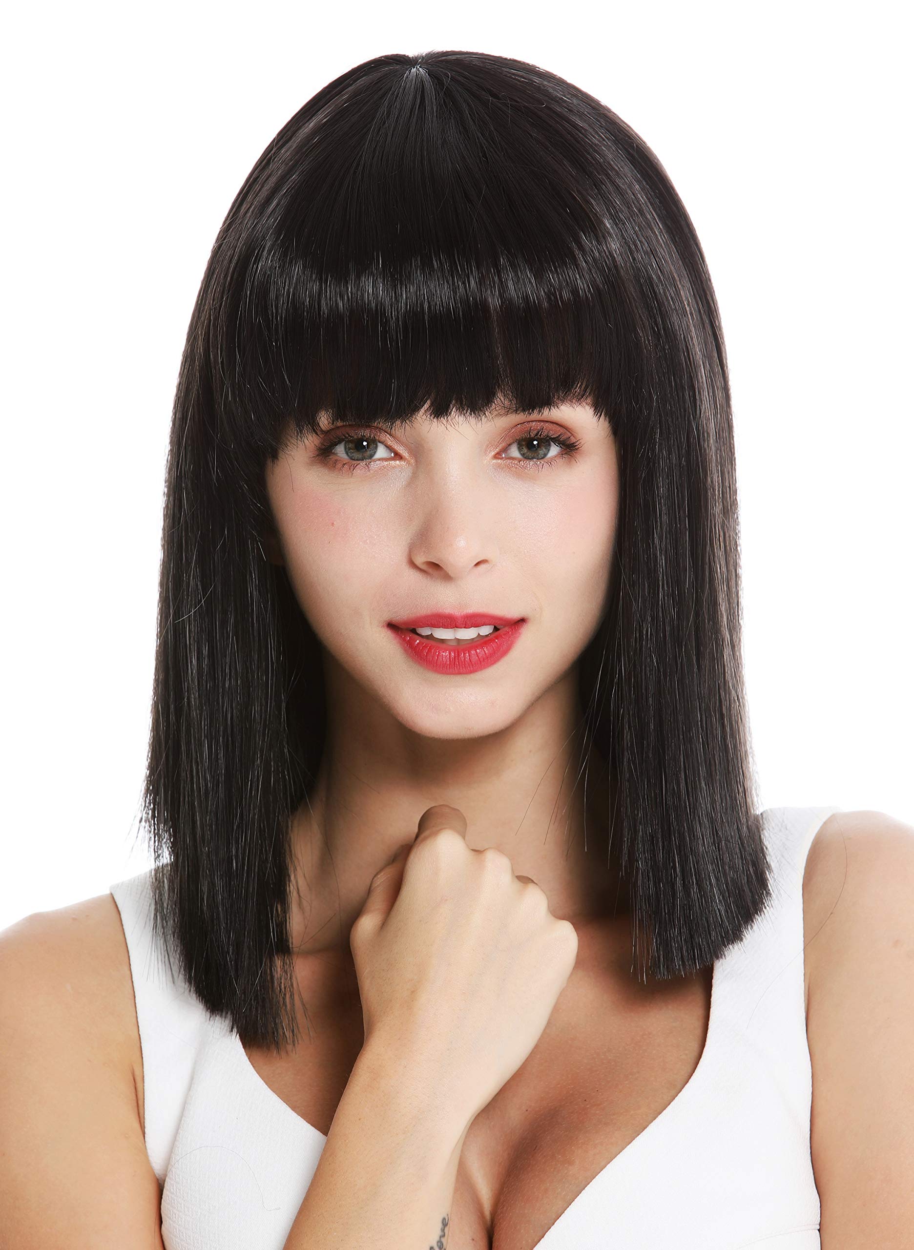 WIG ME UP - VK-10-2 quality women's wig short shoulder length long bob sleek Cleopatra fringe black