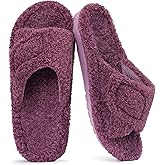 Litfun Womens Fuzzy Arch Support Slippers Orthopedic Comfy Adjustable Open Toe House Shoes, New Purple 39