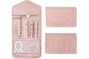 Volumoon Travel Jewelry Roll Bag, Portable Foldable Jewelry Organizer Case, Waterproof Jewellery Storage Pouch for Necklace B